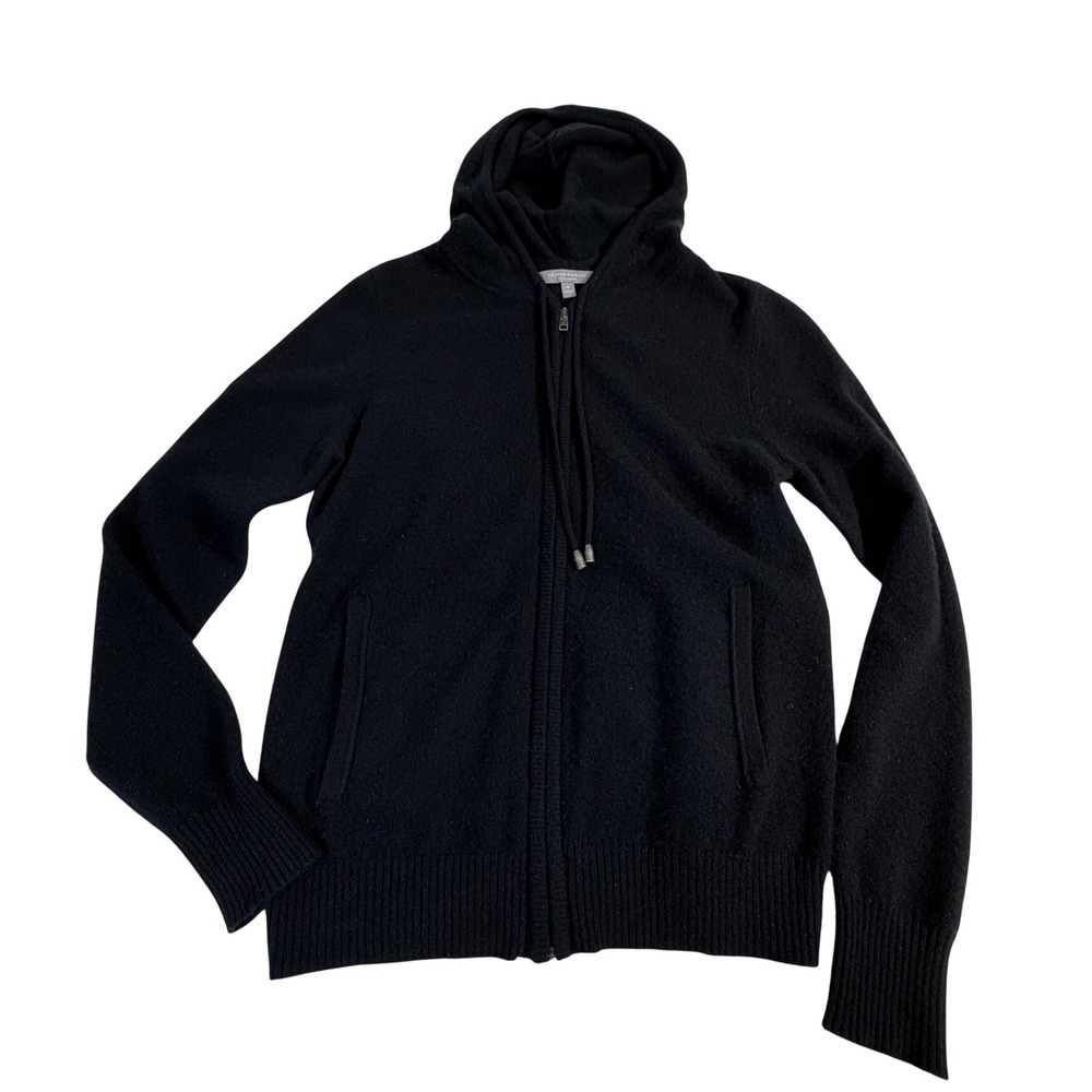 Neiman Marcus Cashmere Hoodie Size S Black Full Zip Front Pockets